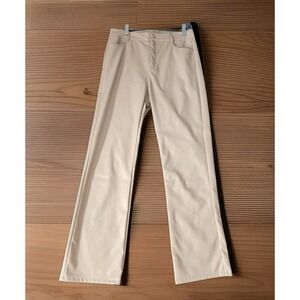 Idem Ditto Ivory Faux Leather Straight Ankle‎ Leg Pants Size M   Vegan High Rise
